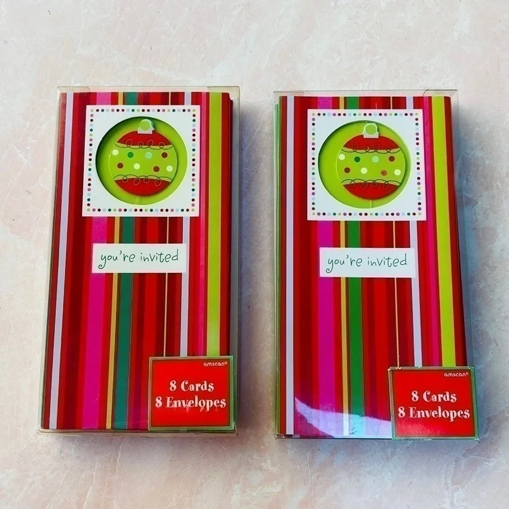 Y2K NIB “Holiday Buzz” Ornament Invitations Set of 2 (16 total)